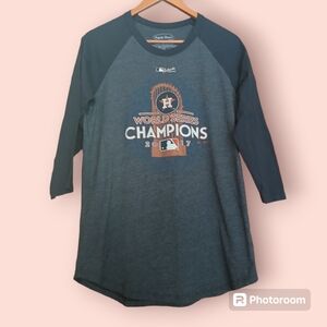 Houston Astros x Majestic World Series Champions 2017 scalloped 3/4 Sleeve XL